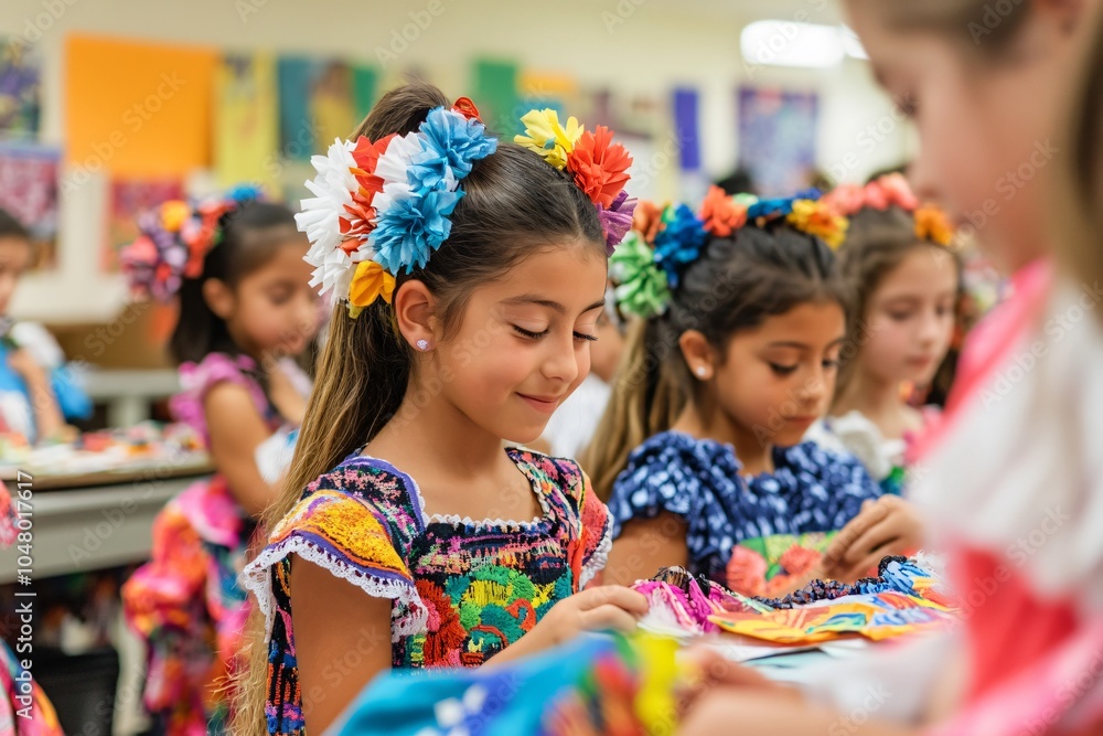 Fototapeta premium Children Engaged in Traditional Cultural Crafts Activities