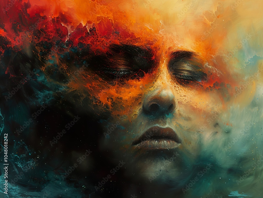 Abstract Surreal Face with Cosmic Background - Dreamlike Art Abstract Surreal Face with Cosmic Background - Dreamlike Art