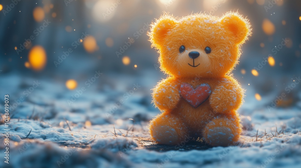 A Cheerful Teddy Bear Glowing in a Winter Wonder Land A Cheerful Teddy Bear Glowing in a Winter Wonder Land