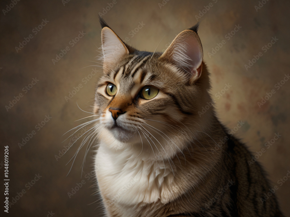 Obraz premium A cat sits against a plain background