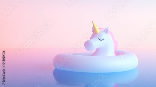 Peaceful Unicorn Float in Serene Water Setting