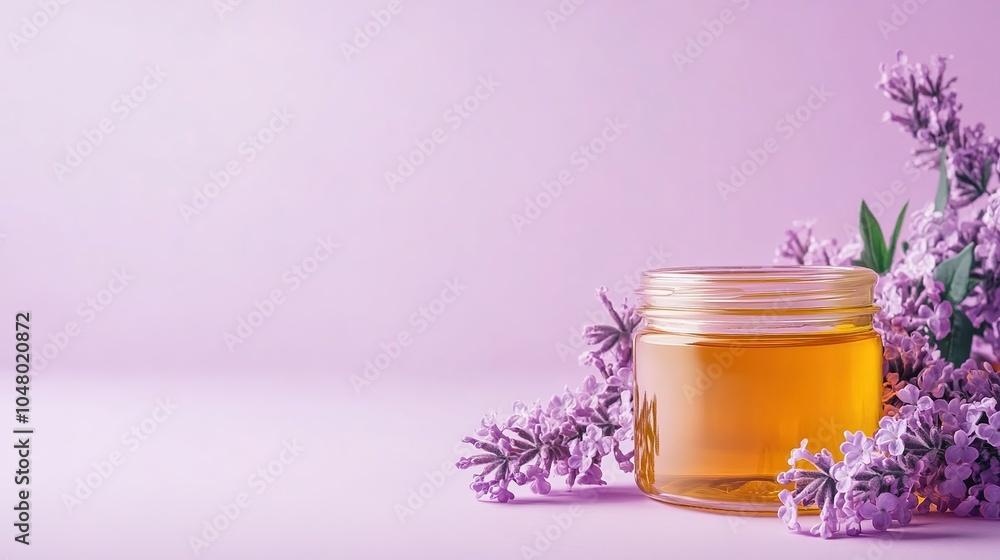 A clean and simple illustration of a jar filled with salmon oil, set against a soft lilac background. The jar, prominently displayed in the center, showcases its contents with clarity, A clean and simple illustration of a jar filled with salmon oil, set against a soft lilac background. The jar, prominently displayed in the center, showcases its contents with clarity,