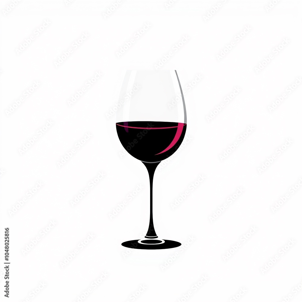 A classic wine glass filled with red wine, elegantly displayed against a minimalist white background A classic wine glass filled with red wine, elegantly displayed against a minimalist white background