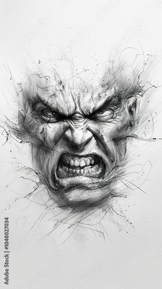 Intense Expression: A Penciled Portrait of Anger Intense Expression: A Penciled Portrait of Anger