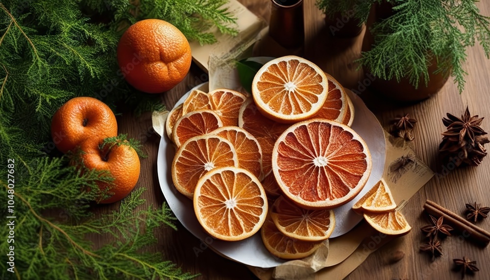 Illustration of dried oranges as a cooking spice Illustration of dried oranges as a cooking spice