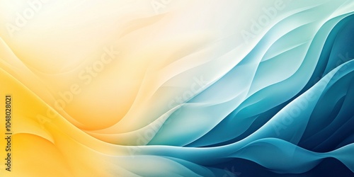 art of yellow, dark and light blue wavy layered texture background