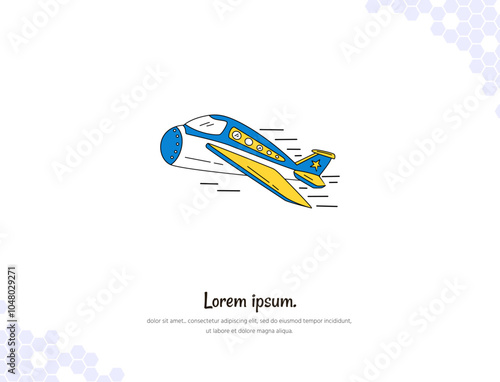 Vector art for wall decoration landscap Cartoon airplane