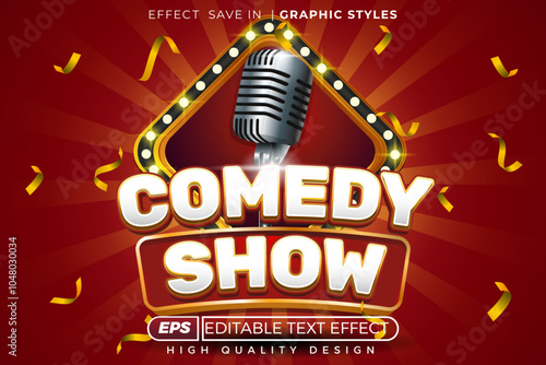 Editable 3d text effect comedy show