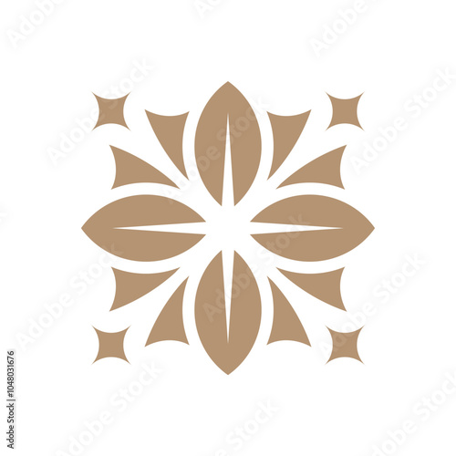 Minimalist style leaf spark or flower pattern mandala vector logo design