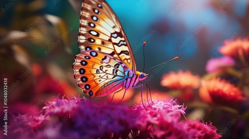 Colorful Butterfly on Flower Colorful Butterfly on Flower