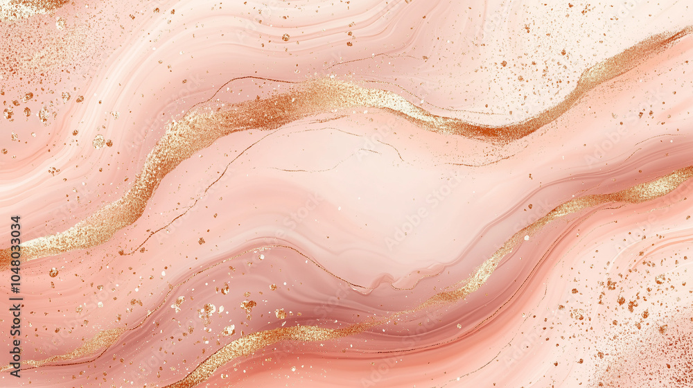 Obraz premium Sparkling pink and gold marble texture with abstract flow