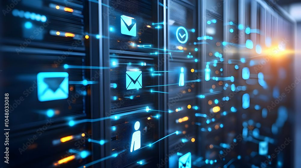 Obraz premium Digital Icons Representing Global Email Communication