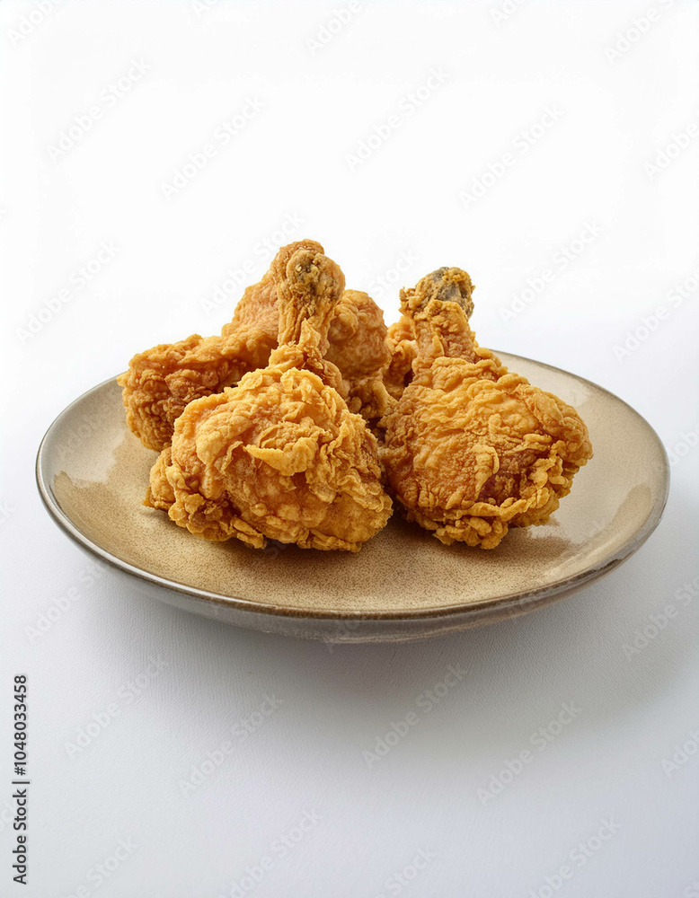 photo fried chicken on a plain white background photo fried chicken on a plain white background