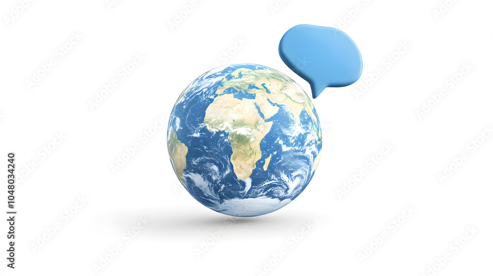 Fototapeta premium A speech bubble encircling a globe or Earth illustration