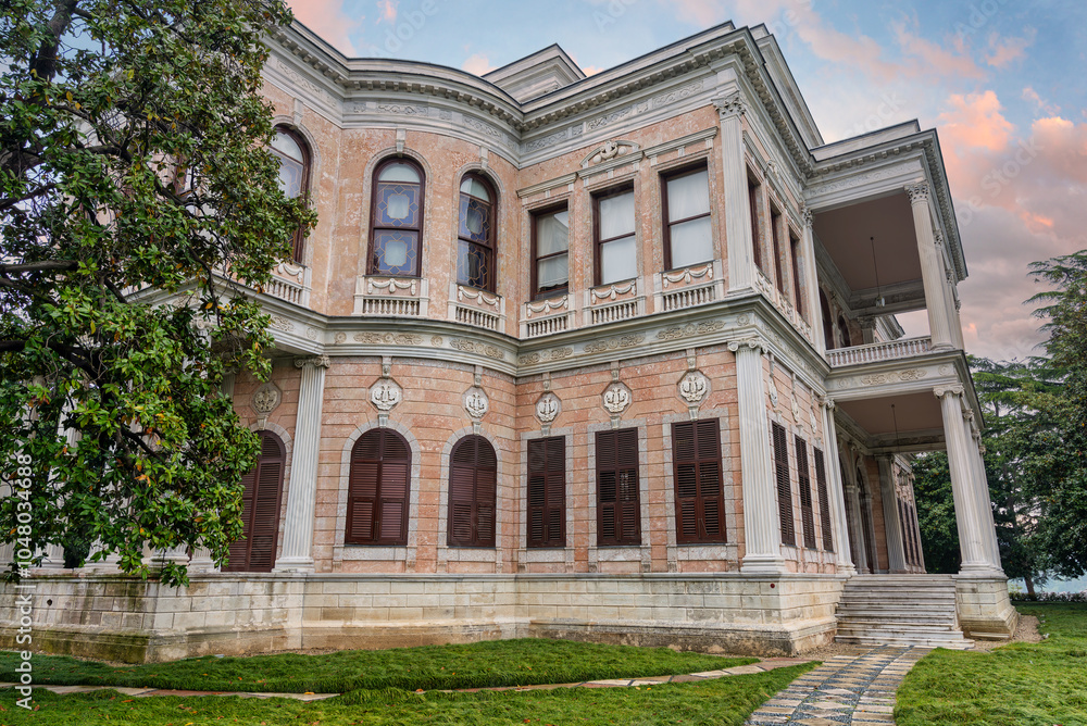 Beykoz Mecidiye Kasri, or Mecidiye Pavilion, an Ottoman palace built in 1845 to be presented to Sultan Abdulmecid by Mohamed Ali Pasha, Governor of Egypt, suited in Beykoz district, Istanbul, Turkey Beykoz Mecidiye Kasri, or Mecidiye Pavilion, an Ottoman palace built in 1845 to be presented to Sultan Abdulmecid by Mohamed Ali Pasha, Governor of Egypt, suited in Beykoz district, Istanbul, Turkey