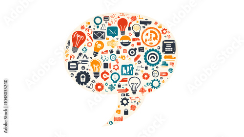 Wallpaper Mural A speech bubble with small business or tech-related icons Torontodigital.ca