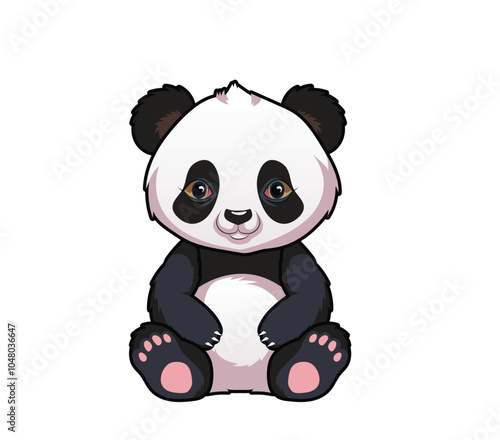 baby panda cartoon isolated vector 