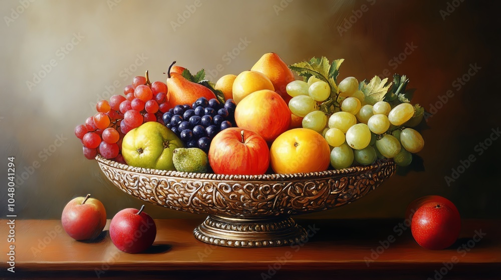 A vibrant assortment of fresh fruits in an elegant bowl, showcasing nature's colorful bounty. A vibrant assortment of fresh fruits in an elegant bowl, showcasing nature's colorful bounty.
