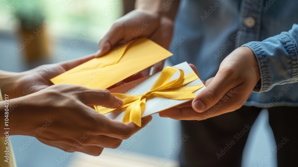 Obraz premium Gift Giving: A Moment of Kindness and Appreciation