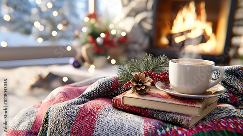 Wallpaper Mural Cozy Reading Nook by the Fireplace in Winter Torontodigital.ca