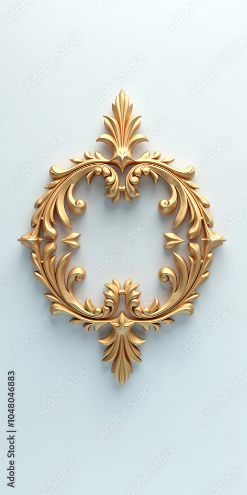Gold ornament on a white background. Isolated. 3D illustration Gold ornament on a white background. Isolated. 3D illustration