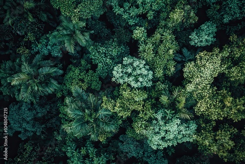 Aerial View of Dense Tropical Rainforest Canopy