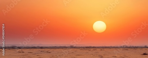 Intense energy of the sun at high noon, beating down on a desert landscape, harsh yet beautiful photo