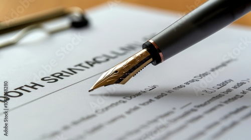 Wallpaper Mural Gold Fountain Pen Resting on a Legal Document Torontodigital.ca