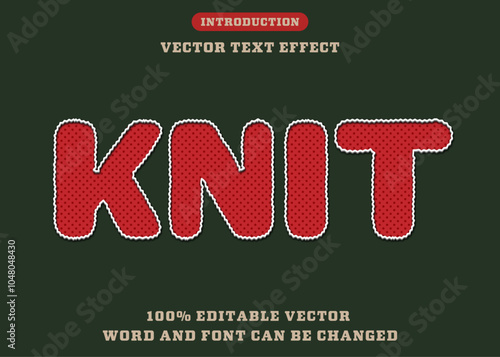 Editable text Effect embroidery stitch knit