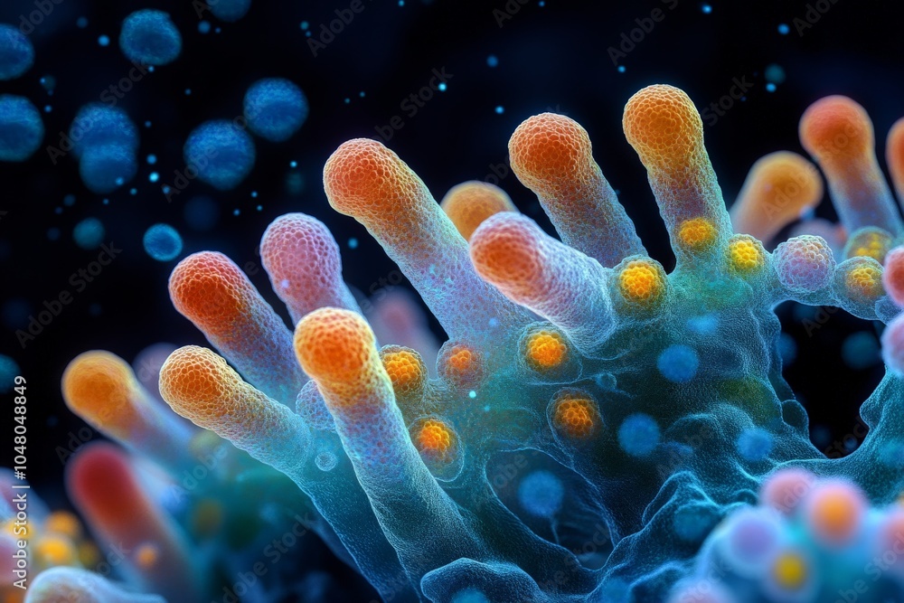 Naklejka premium Close-up electron microscopy of microorganism.