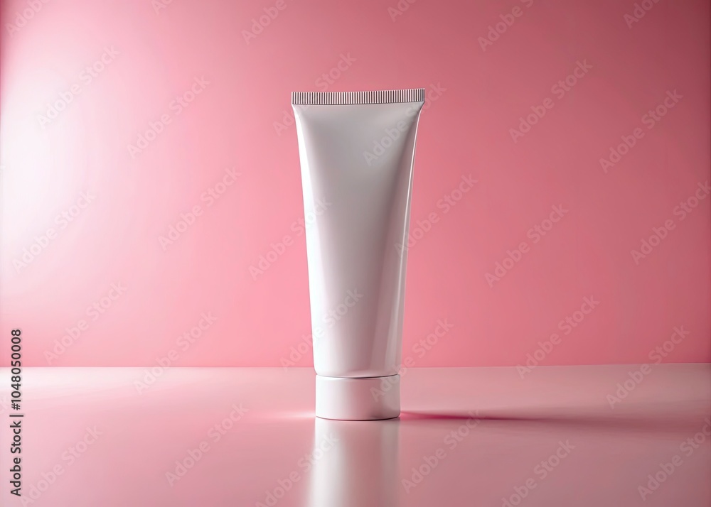 Minimalist Cosmetic Tube on Soft Pink Background for Skincare Branding and Product Photography Minimalist Cosmetic Tube on Soft Pink Background for Skincare Branding and Product Photography