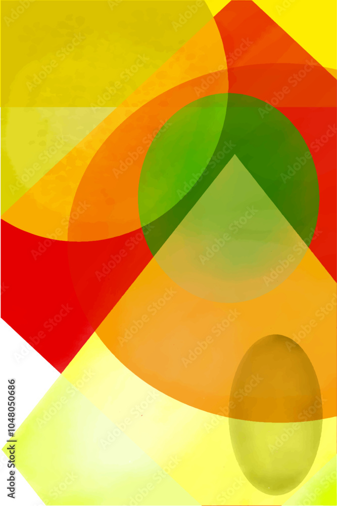 Fototapeta premium An abstract illustration consisting of overlapping shapes in a variety of bright, rich hues that fade into each other.