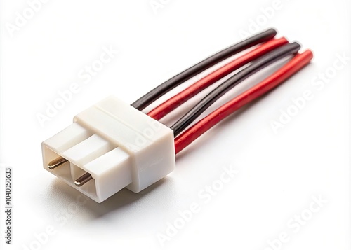 Minimalist Photography of a Balance Plug for LiPo Batteries JST-XH with 3 Pins for 2S Pack, Isolated Male Connector in Clean, Simple Composition for Electronics and Hobbyist Use photo