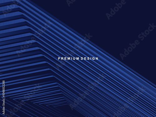 Premium background design with diagonal dark blue stripes pattern. Vector horizontal template for digital lux business banner, contemporary formal invitation, luxury voucher, prestigious gift certific