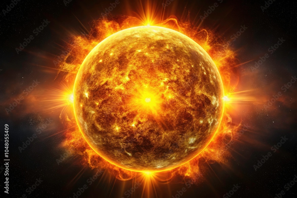 Obraz premium Realistic Panoramic Photography of the Sun on a Black Background with Dark Tones, Capturing the Beauty of Celestial Bodies and Atmospheric Effects