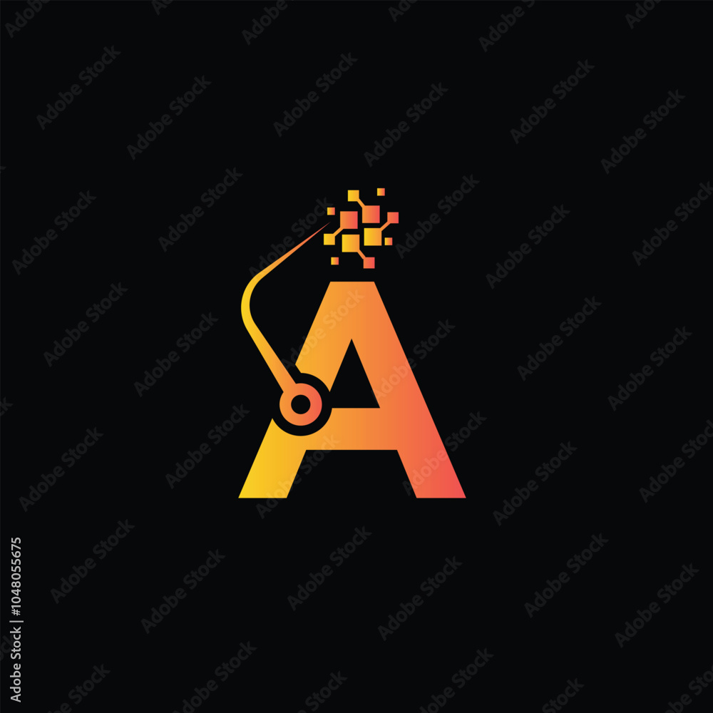 letter A tech logo design template, A tech logo, A technology vector letter A tech logo design template, A tech logo, A technology vector