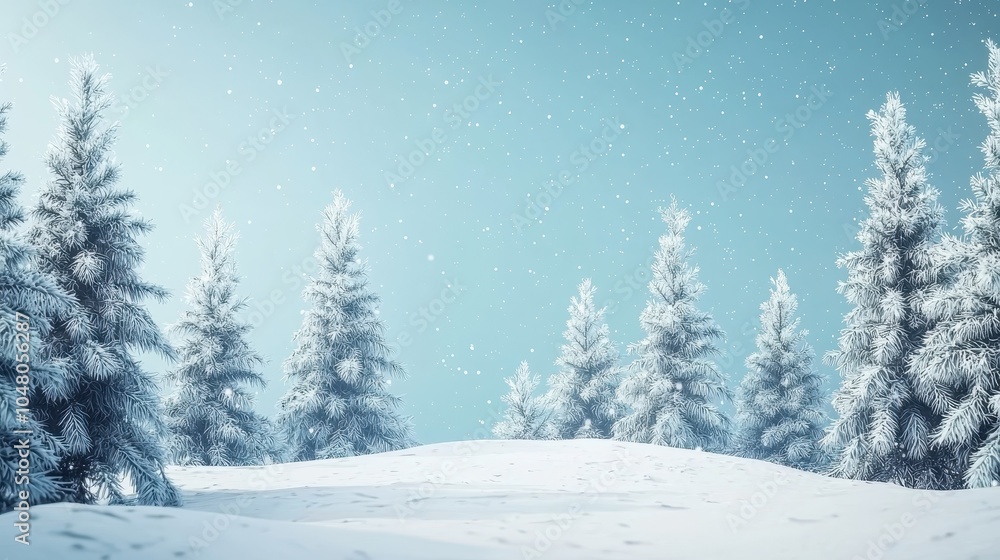 Obraz premium Snow Covered Forest Under Clear Sky