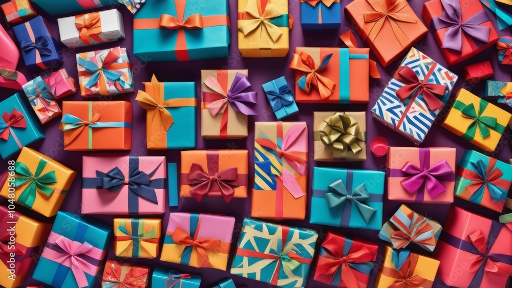 Fototapeta premium Many gifts on the table, background