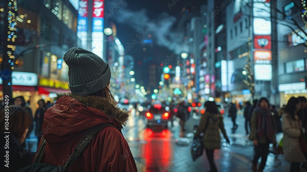 Lone Figure in a City of Lights Lone Figure in a City of Lights
