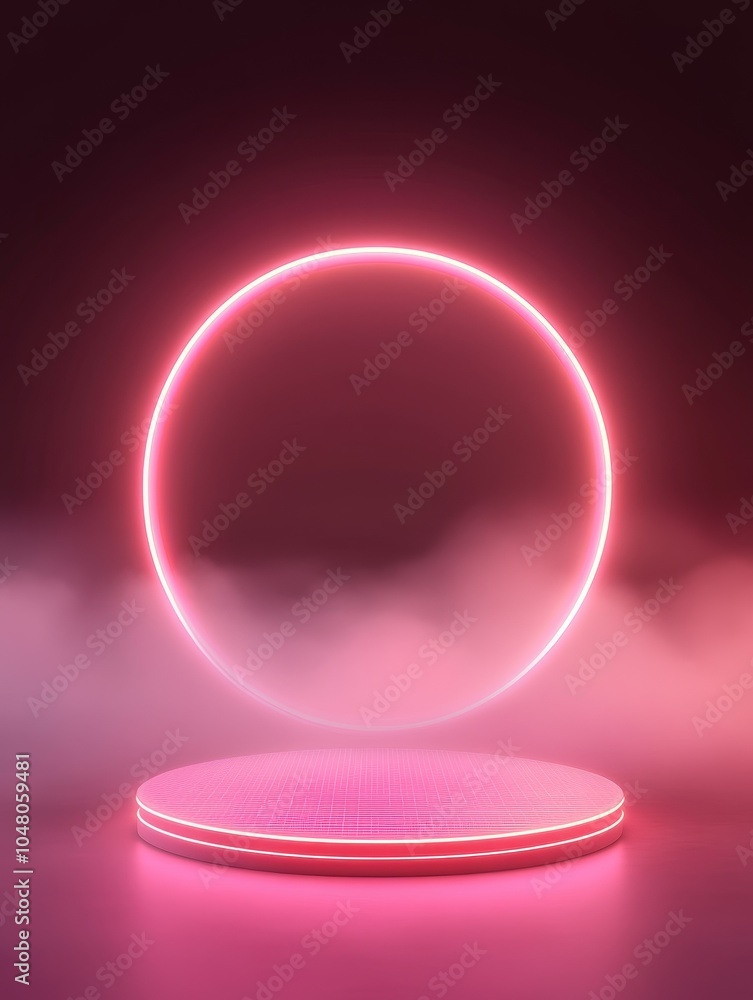 Futuristic transparent podium with glowing holographic grid creating a vision of tomorrow's technology and design in an ethereal setting Futuristic transparent podium with glowing holographic grid creating a vision of tomorrow's technology and design in an ethereal setting