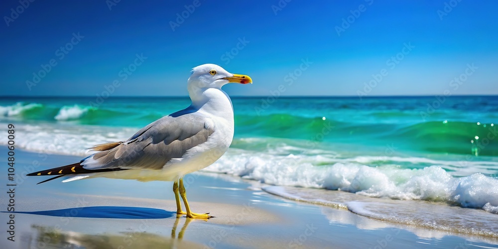 Ring-billed Gull Preening on Florida Gulf Coast Beach Ring-billed Gull Preening on Florida Gulf Coast Beach