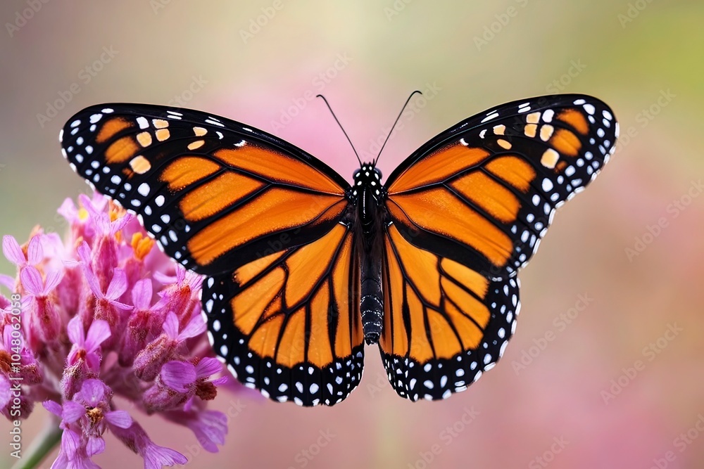 Fototapeta premium One Monarch Butterfly with generative ai