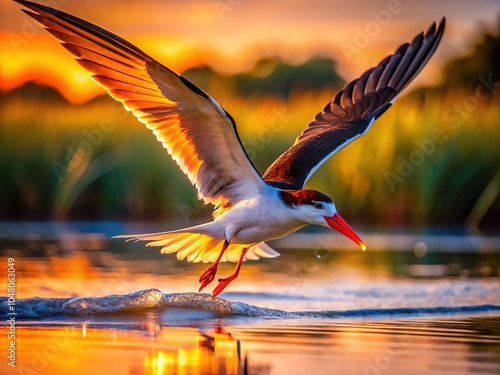 Wildlife photography captures the elegance of an African skimmer. photo