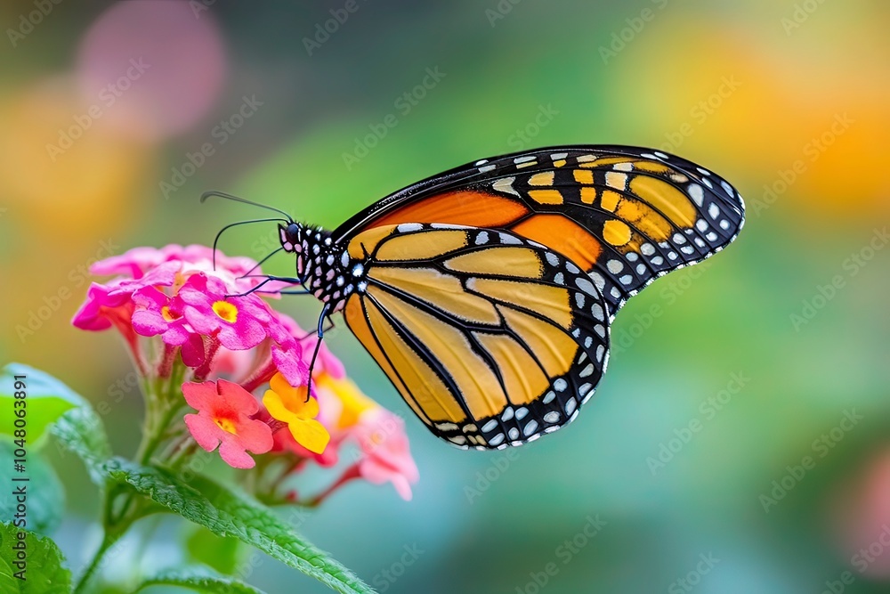 Fototapeta premium One Monarch Butterfly with generative ai