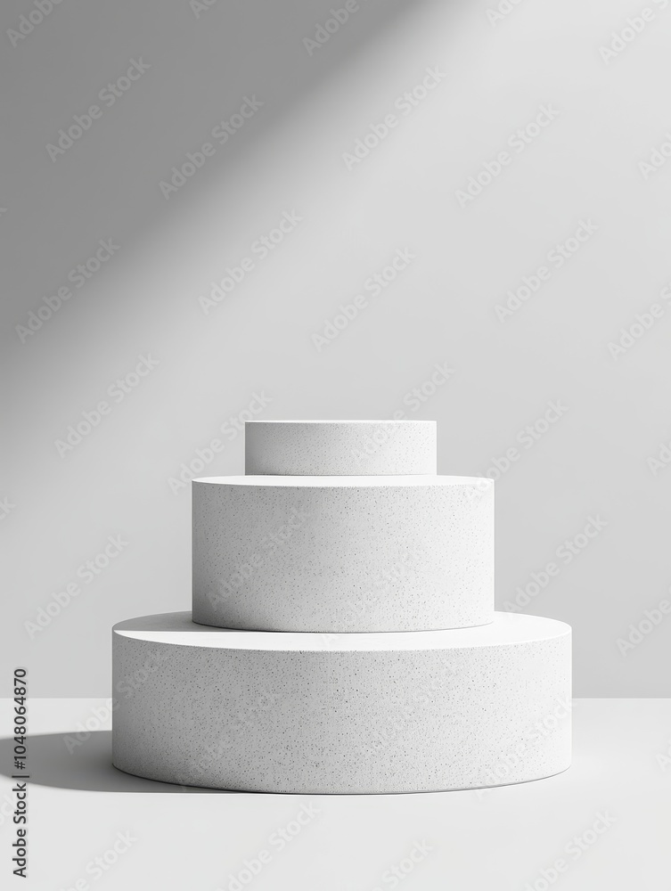 Modern minimalist design cylindrical concrete podium with rough texture for industrial aesthetic and contemporary displays Modern minimalist design cylindrical concrete podium with rough texture for industrial aesthetic and contemporary displays