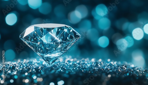 Professional Close-up Photography of Premium Blue Diamond with Crystalline Light Reflections.Generative AI 結晶性の光の反射を伴うプレミアムブルーダイヤモンドのプロフェッショナル接写