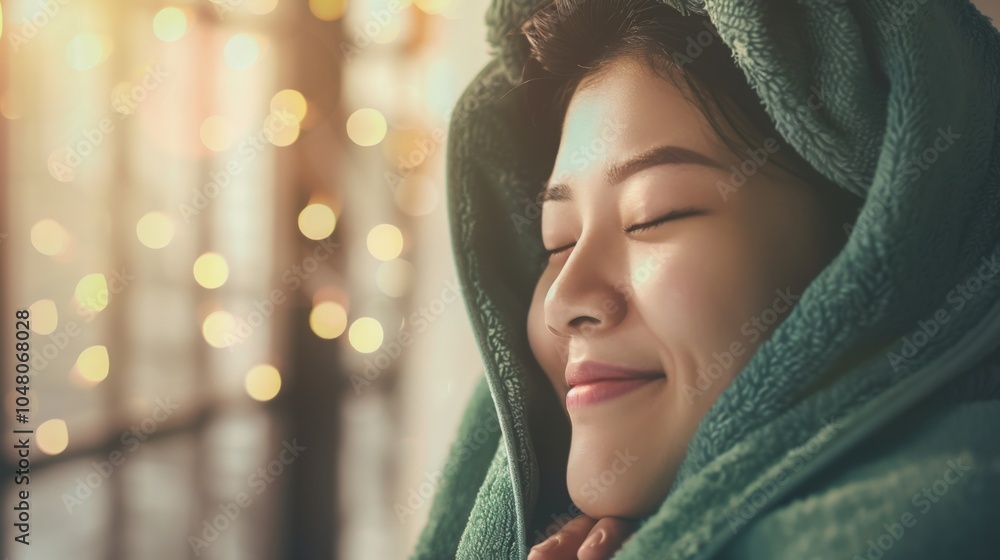 portrait of a woman relaxing in a spa portrait of a woman relaxing in a spa