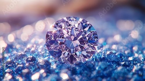 Exquisite Blue Sapphire Diamond Crystal with Pearl Collection in Professional Macro Photography.Generative AI エレガントなブルーサファイアダイヤモンドとパールコレクションのプロフェッショナルマクロ撮影