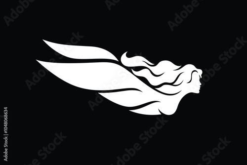 Simple Silhouette of Flying Harpy Creature