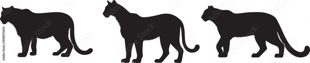 set of leopard animal silhouette vector art illustration. set of leopard animal silhouette vector art illustration.